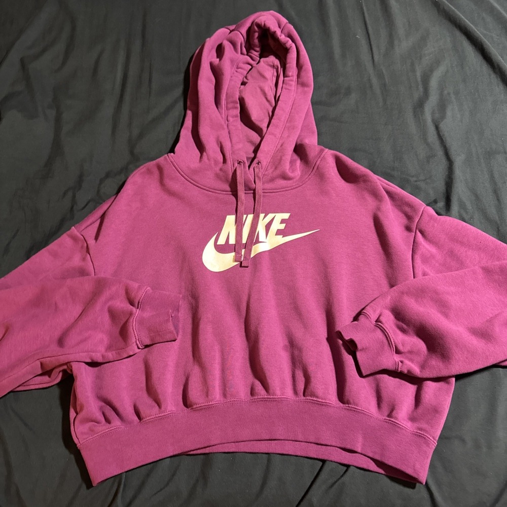 Nike Women's Logo Hoodie Cropped Crop‎ Top Sweatshirt Women's Small Purple
